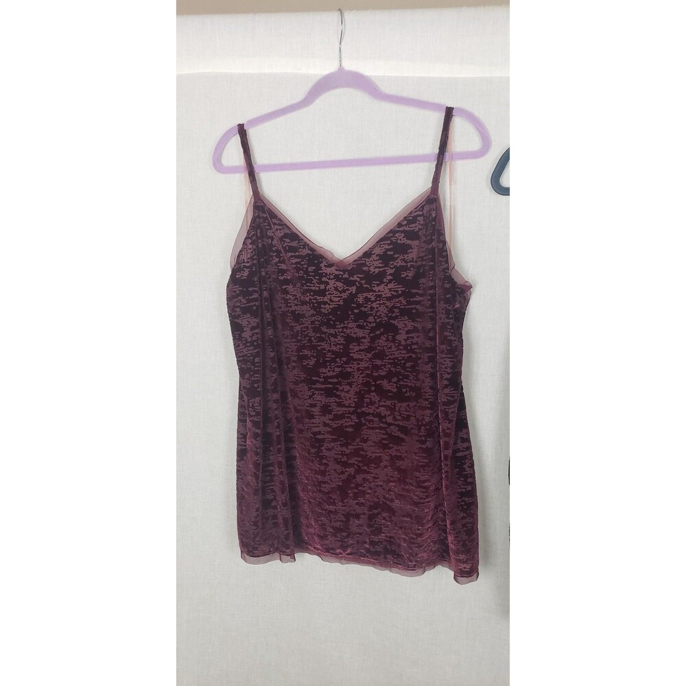 Worthington Woman Camisole Tops 2X Lot 2 Black Burgundy Velvet Burnout Cami Sexy - Picture 3 of 14